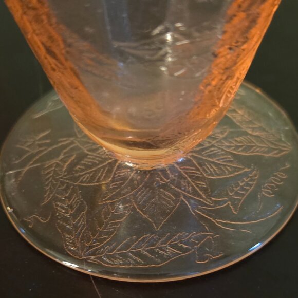 Lot of 3 Jeanette Depression Pink Floral Poinsettia 4" Footed Juice Glasses - Picture 7 of 7